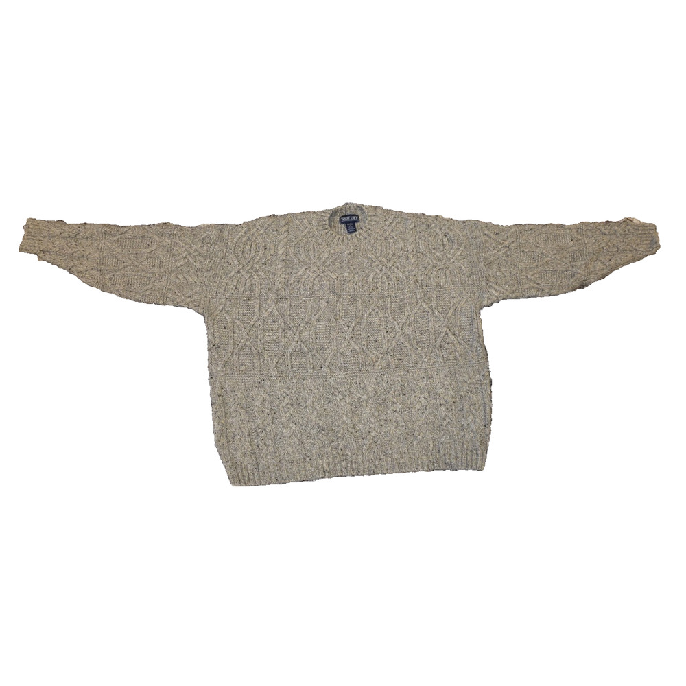 VTG Lands’ End Women’s XL Wool Silk Sweater Fisherman Brown Crew Neck Gorpcore